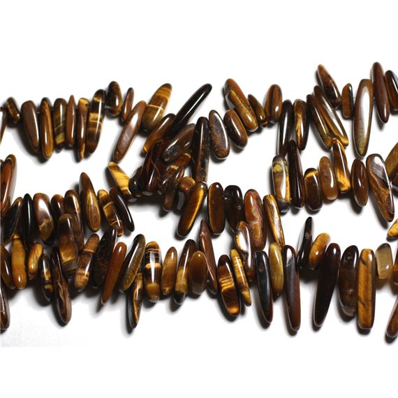 20pc - Perles de Pierre - Oeil de Tigre Rocailles Chips Batonnets 8-20mm - 4558550036315 