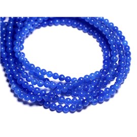 Fil 39cm 90pc environ - Perles Pierre Jade Boules 4mm Bleu Roi