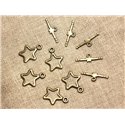 50pc - Fermoirs Toogle T Etoile Métal Bronze Qualité 22x16mm   4558550007384 