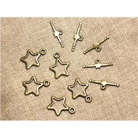 50pc - Cierres Toggle T Star Metal Bronce Calidad 22x16mm 4558550007384 