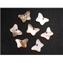 10pc - Perles Breloques Pendentifs Nacre Papillons 20mm Orange - 4558550014290 