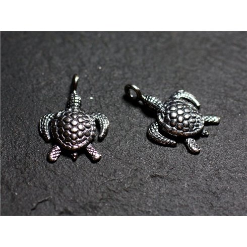 1pc - Breloque Pendentif Argent 925 Tortue 18mm - 4558550086648 