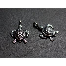 1Stk - Charm-Anhänger Silber 925 Schildkröte 18mm - 4558550086648 