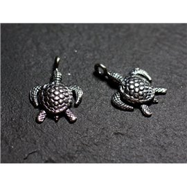 1pc - 925 Sterling Silver Turtle Pendant Charm 18mm - 4558550086648 