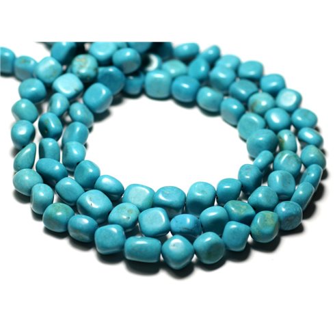 20pc - Perles de Pierre - Turquoise synthèse Nuggets galets roulés 7-10mm - 8741140014336 
