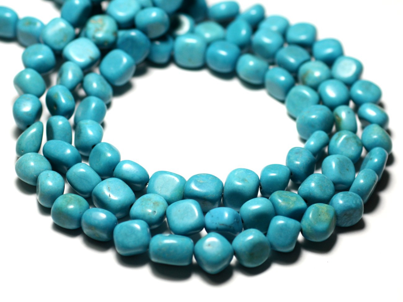 20pc - Perles de Pierre - Turquoise synthèse Nuggets galets roulés 7-10mm - 8741140014336 