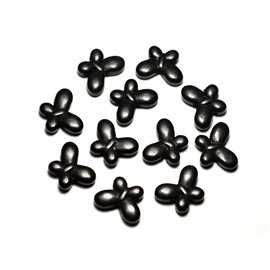 10pc - Turquoise Stone Beads Synthesis Butterflies 20mm Negro - 8741140014350 