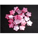 10pc - Perles Breloques Pendentifs Nacre Fleurs 15mm Rose Fuchsia -  4558550039972 
