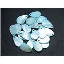 10pc - Perles Breloques Pendentifs Nacre - Gouttes 19mm Bleu Turquoise clair pastel - 4558550004901