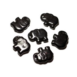 1pc - Sintetizador de piedra turquesa colgante de perlas grandes - Elefante 40mm Negro - 8741140014343