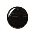 N11 - Pendentif Pierre semi précieuse - Agate noire et blanche rond 48mm - 8741140014152 