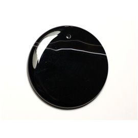 N19 - Semi precious stone pendant - Black and white agate round 49mm - 8741140014237 