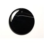 N19 - Pendentif Pierre semi précieuse - Agate noire et blanche rond 49mm - 8741140014237 
