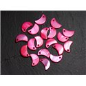 10pc - Perles Breloques Pendentifs Nacre Lune 13mm Rouge Rose - 4558550012692 