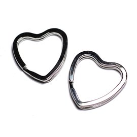 4-teilig - Ringe Schlüsselanhänger Silber Metall Qualität Herzen 33mm - 8741140005129 