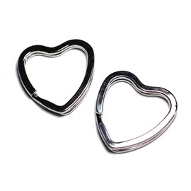 4pc - Anillos Llavero Plata Metal Calidad Corazones 33mm - 8741140005129 