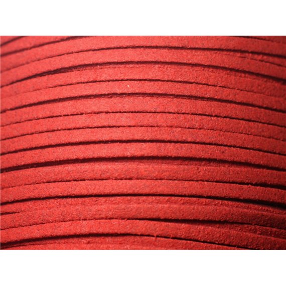 5 mètres - Cordon Lanière Suédine 3mm Rouge foncé - 8741140010772 