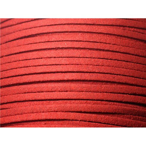 5 mètres - Cordon Lanière Suédine 3mm Rouge foncé - 8741140010772 