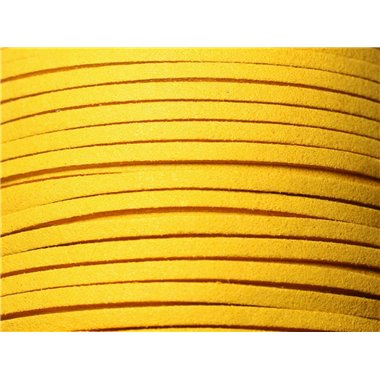 5 mètres - Cordon Lanière Suédine 3mm Jaune Moutarde - 8741140010765 