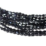 Fil 43cm 72pc env - Perles Verre - Gouttes Facettées 6x4mm Noir brillant irisé - 8741140010512 