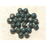 10pc - Perles Céramique Porcelaine Bleu Turquoise tacheté Boules 10mm - 8741140010543 