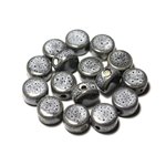 4pc - Perles Céramique Porcelaine Palets 15mm Gris Noir - 8741140010550 