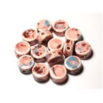 4pc - Perles Céramique Porcelaine Palets 15mm Marron Rose Bleu Pastel - 8741140010574 