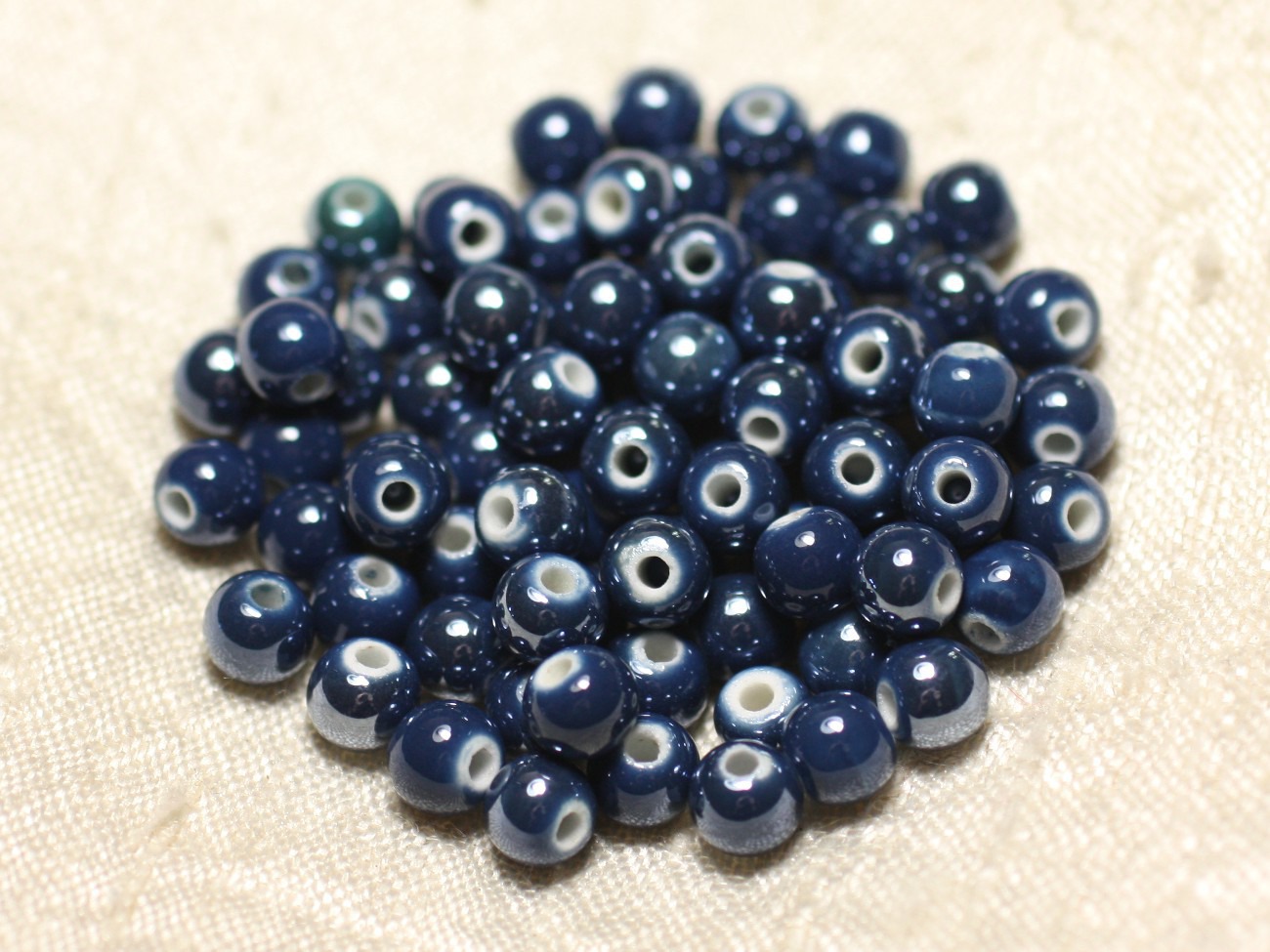 20pc - Perles Céramique Porcelaine Boules 6mm Bleu Marine irisé -  8741140010598 