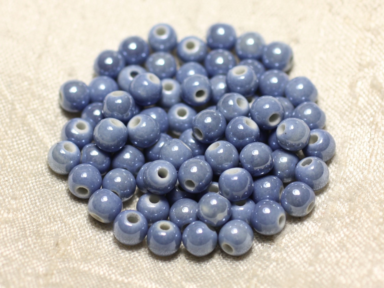 20pc - Perles Céramique Porcelaine Boules 6mm Bleu Lavande Pastel irisé -  8741140010611 