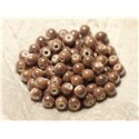 20pc - Perles Céramique Porcelaine Boules 6mm Marron Beige irisé -  8741140010628 