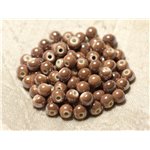 20pc - Perles Céramique Porcelaine Boules 6mm Marron Beige irisé -  8741140010628 