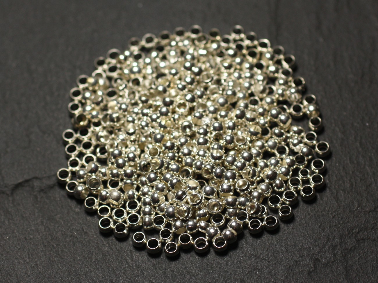 500pc environ - Apprêts Perles à écraser Métal Argenté 3mm - 8741140010703 