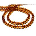 2pc - Perles Pierre Ambre naturelle Baltique Boules 5mm orange cognac - 8741140014091