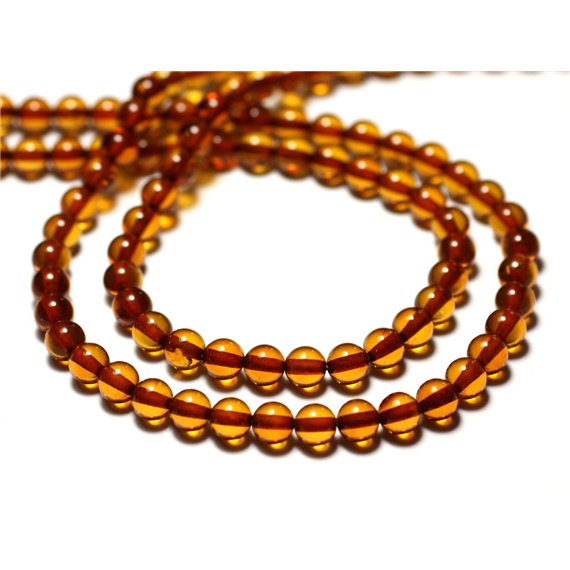 2pc - Perles Pierre Ambre naturelle Baltique Boules 5mm orange cognac - 8741140014091