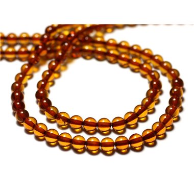 2pc - Perles Pierre Ambre naturelle Baltique Boules 5mm orange cognac - 8741140014091