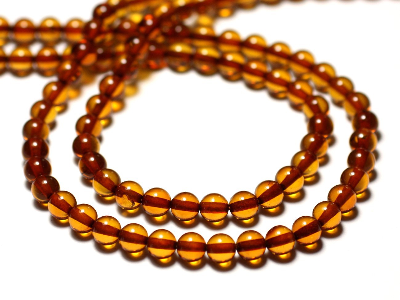 2pc - Perles Pierre Ambre naturelle Baltique Boules 5mm orange cognac - 8741140014091