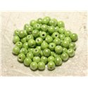 20pc - Perles Céramique Porcelaine Boules 6mm Vert clair anis irisé -  8741140010666 