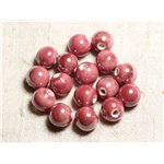 4pc - Perles Céramique Porcelaine Boules 14mm Rose clair Corail irisé -  8741140013940 