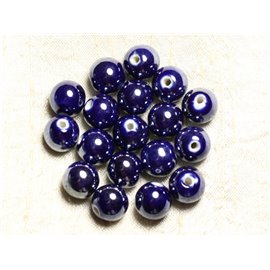 4pz - Palline di porcellana ceramica perline 14mm Iridescent Night Blue - 8741140014022 