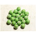 4pc - Perles Céramique Porcelaine Boules 14mm Vert Pomme irisé -  8741140014053 