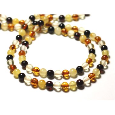 4pc - Perles d'Ambre naturelle multicolore Boules 5mm - 8741140014114 