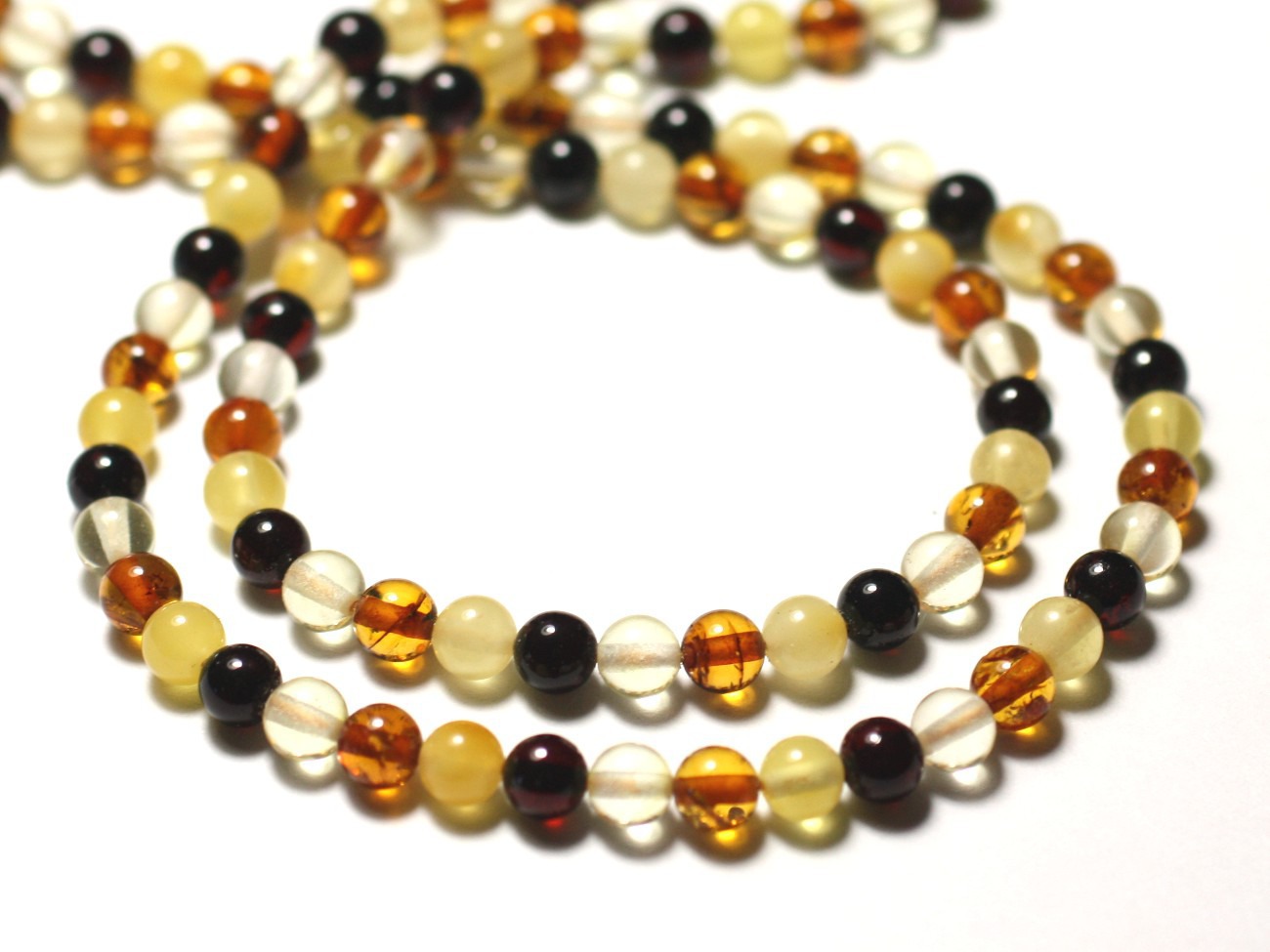 4pc - Perles d'Ambre naturelle multicolore Boules 5mm - 8741140014114 