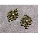 10pc - Connecteurs Pendentifs Boucles d'oreilles Métal Bronze Fleur Trèfle 4 Feuilles 20mm - 4558550095282 