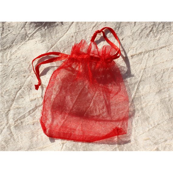 100pc - Sacs Pochettes Cadeaux Bijoux Tissu Organza Rouge 10x8cm   4558550016560 