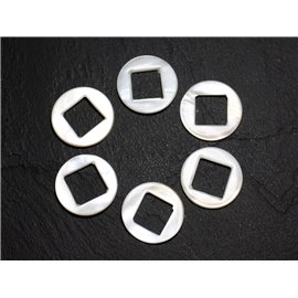 2pc - Conectores de componentes de perlas Círculos de nácar blanco y losanges 19mm - 4558550005304 