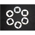 2pc - Perles Composants Connecteurs Nacre Blanche Cercles et Losanges 19mm - 4558550005304 
