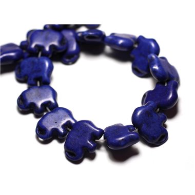 10pc - Perles Turquoise Synthèse reconstituée Elephant 19mm Bleu nuit - 8741140009295 