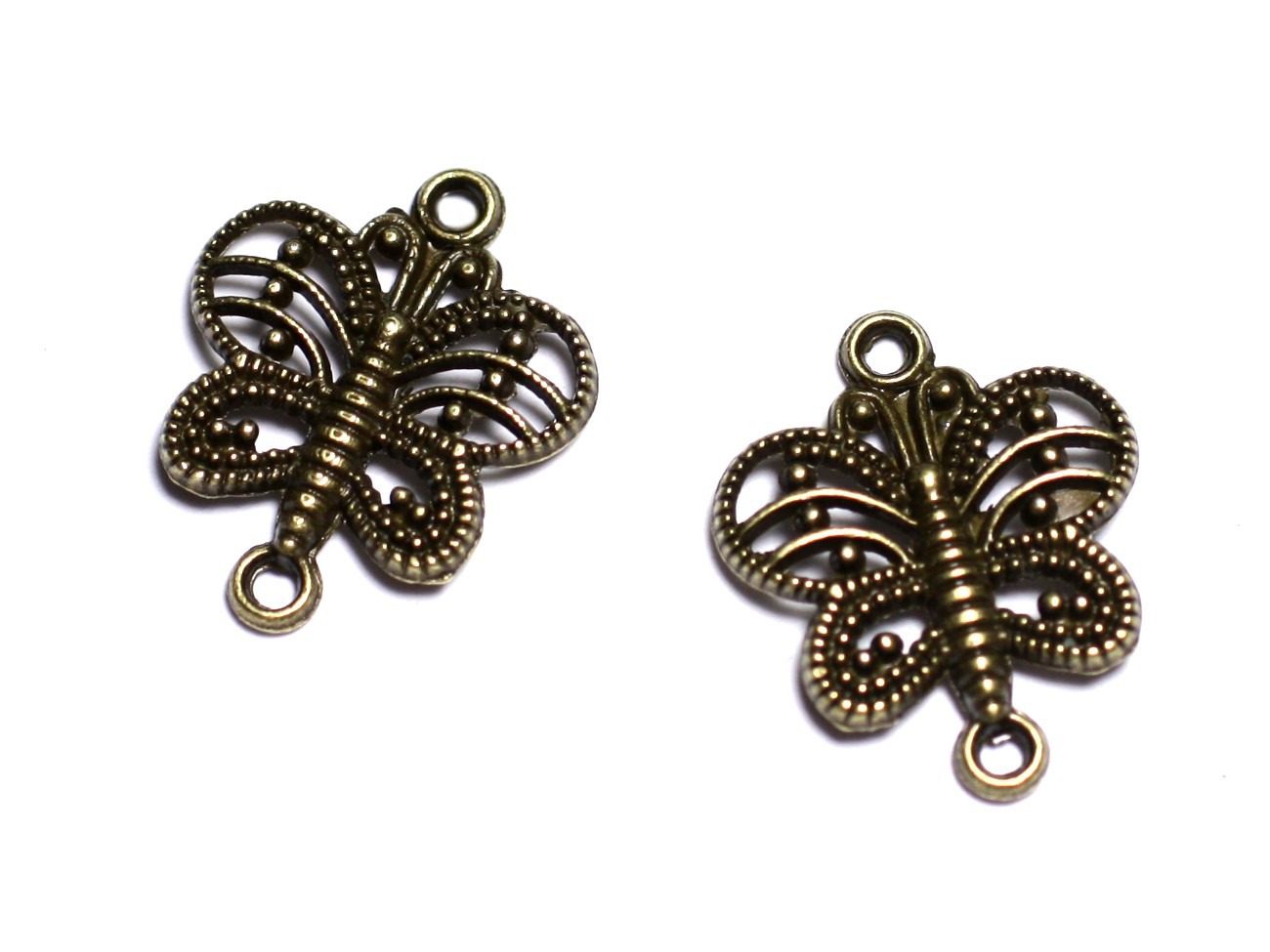 10pc - Apprêts Connecteurs Métal Bronze qualité Papillons filigranes 17mm - 8741140003651 