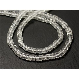 20pc - Stone Beads - Quartz Crystal Heishi Rondelles 4-5mm - 8741140012004 