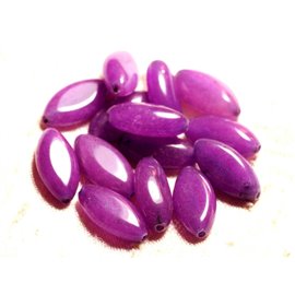 2pc - Stone Beads - Jade Purple Pink Marquise Rice 20x10mm - 4558550009074 